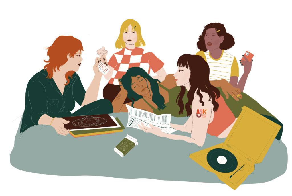 An illustration of young people socializing