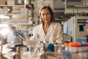 Dr. Jessica McAlpine pictured in a BC Cancer lab coat