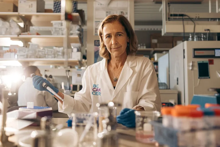Dr. Jessica McAlpine pictured in a BC Cancer lab coat
