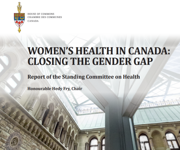 The cover of the HESA Report Women's Health In Canada: Closing the Gender Gap